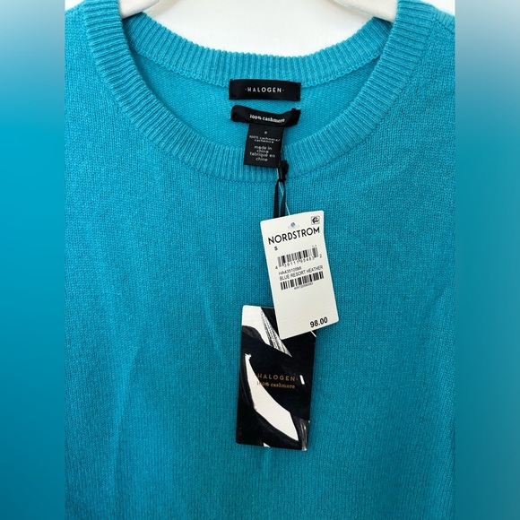 NWT Halogen 100% Cashmere Turquoise Sweater - Picture 4 of 4